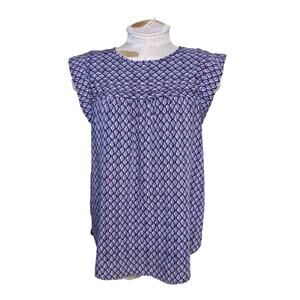 Loft Womens  Cap Sleeve Geometric Lined‎ Top Size M